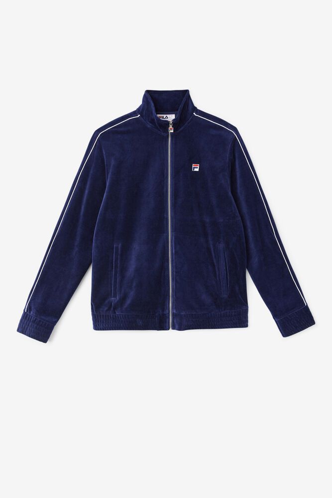 Fila Jacket Mens Navy - Deverall Velour - Philippines 1489625-AM